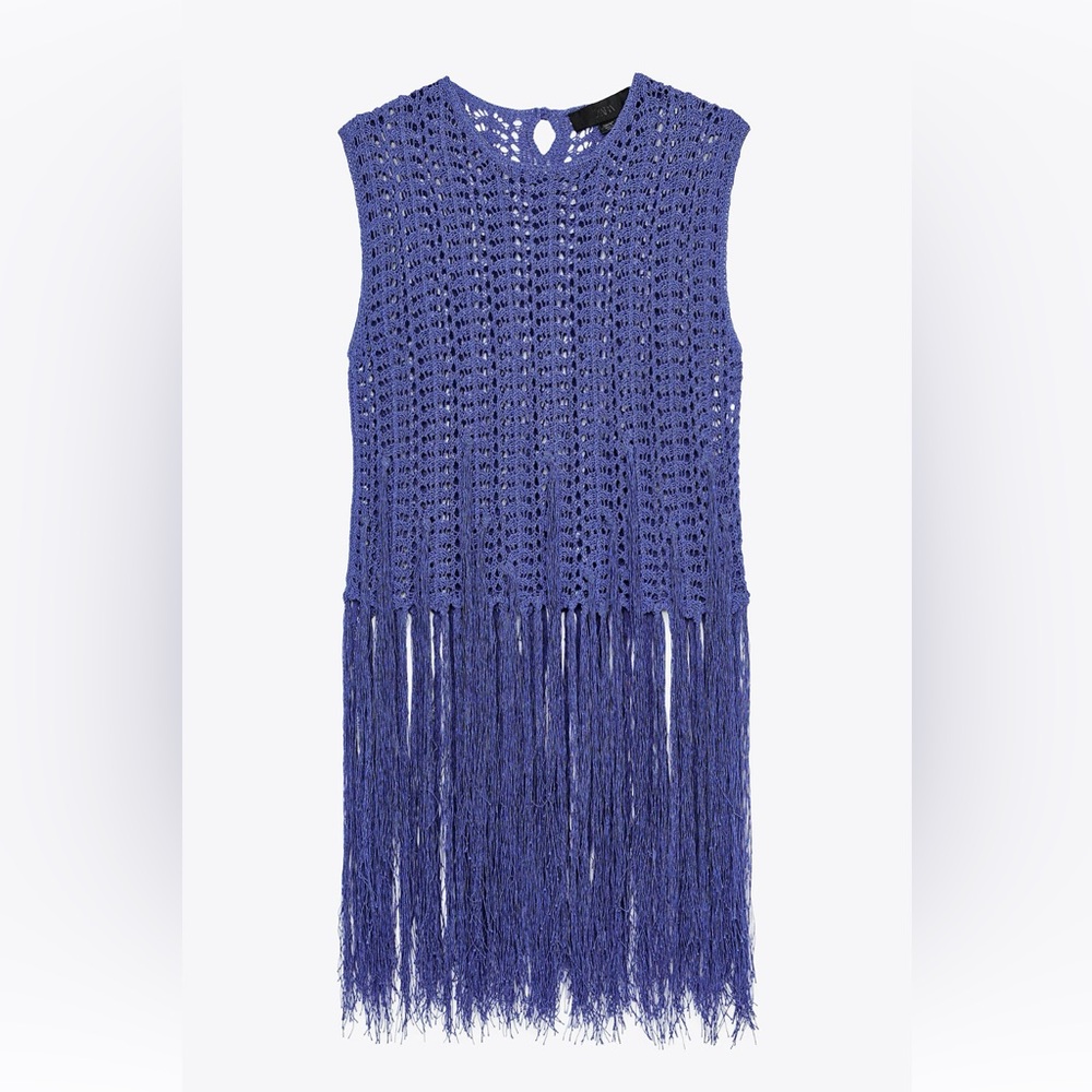 Zara Fringed Crochet Knot Top